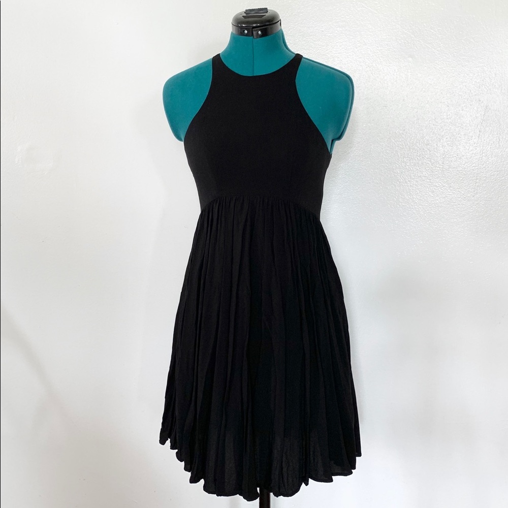 Sleeveless Black Dress with Gathers